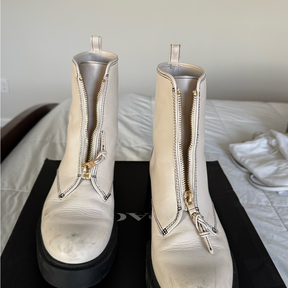 Coach Cream Leather Ankle Boots